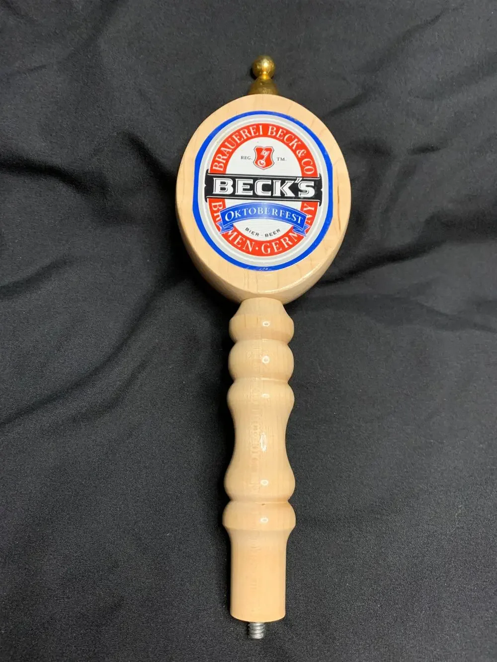 Beck's Oktoberfest Beer Tap Handle Wood Brass 12 Inch German Bar Keg Pull
